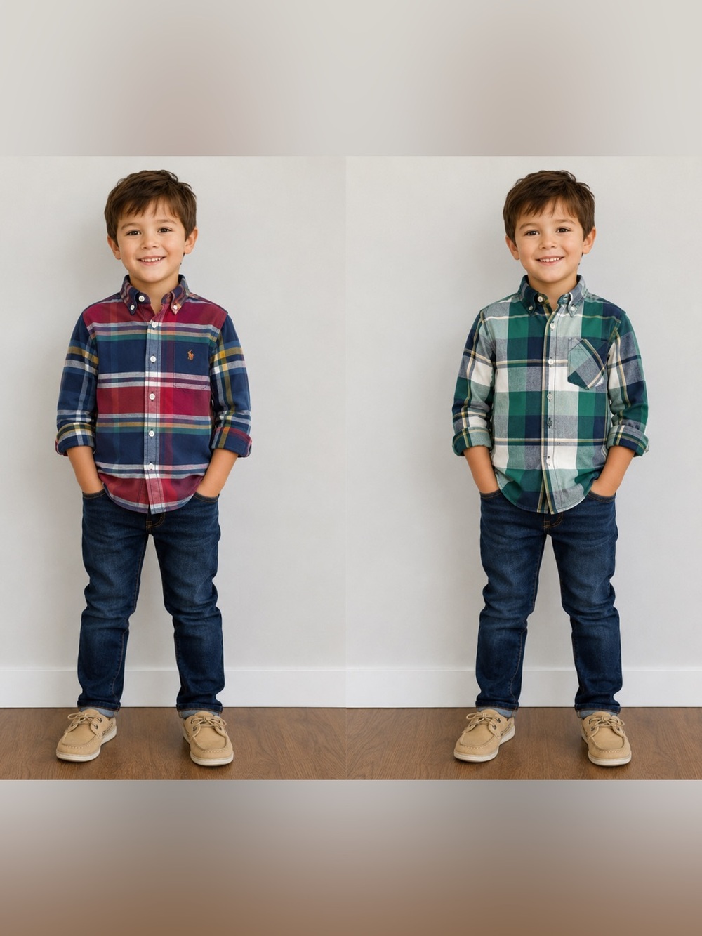 Ralph Lauren, H&M Boys' Plaid Button-Down Shirt bundle - Green & Blue